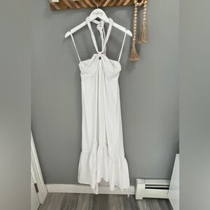 LOFT White Backless Halter Dress